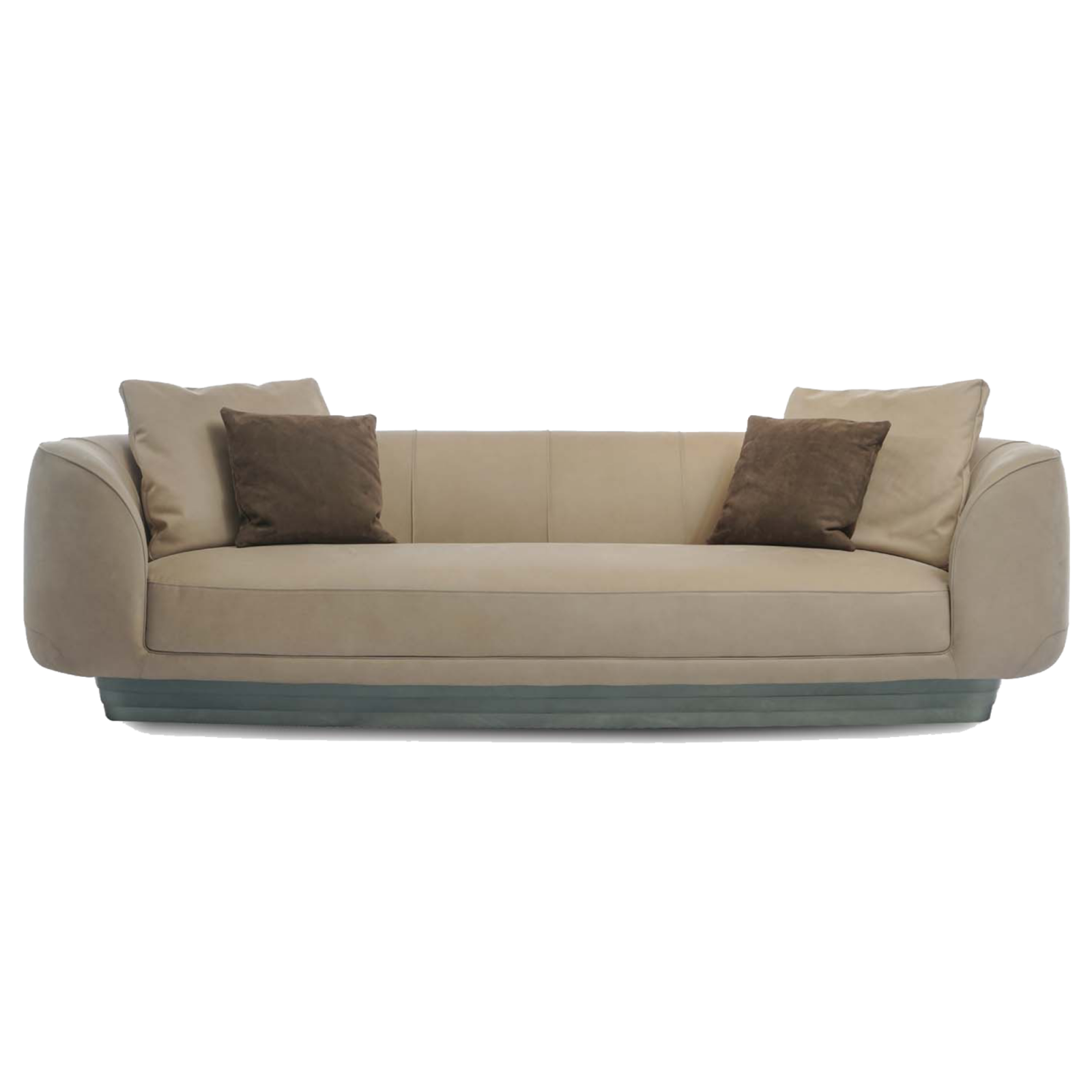 Aurea Sofa standing on white background.