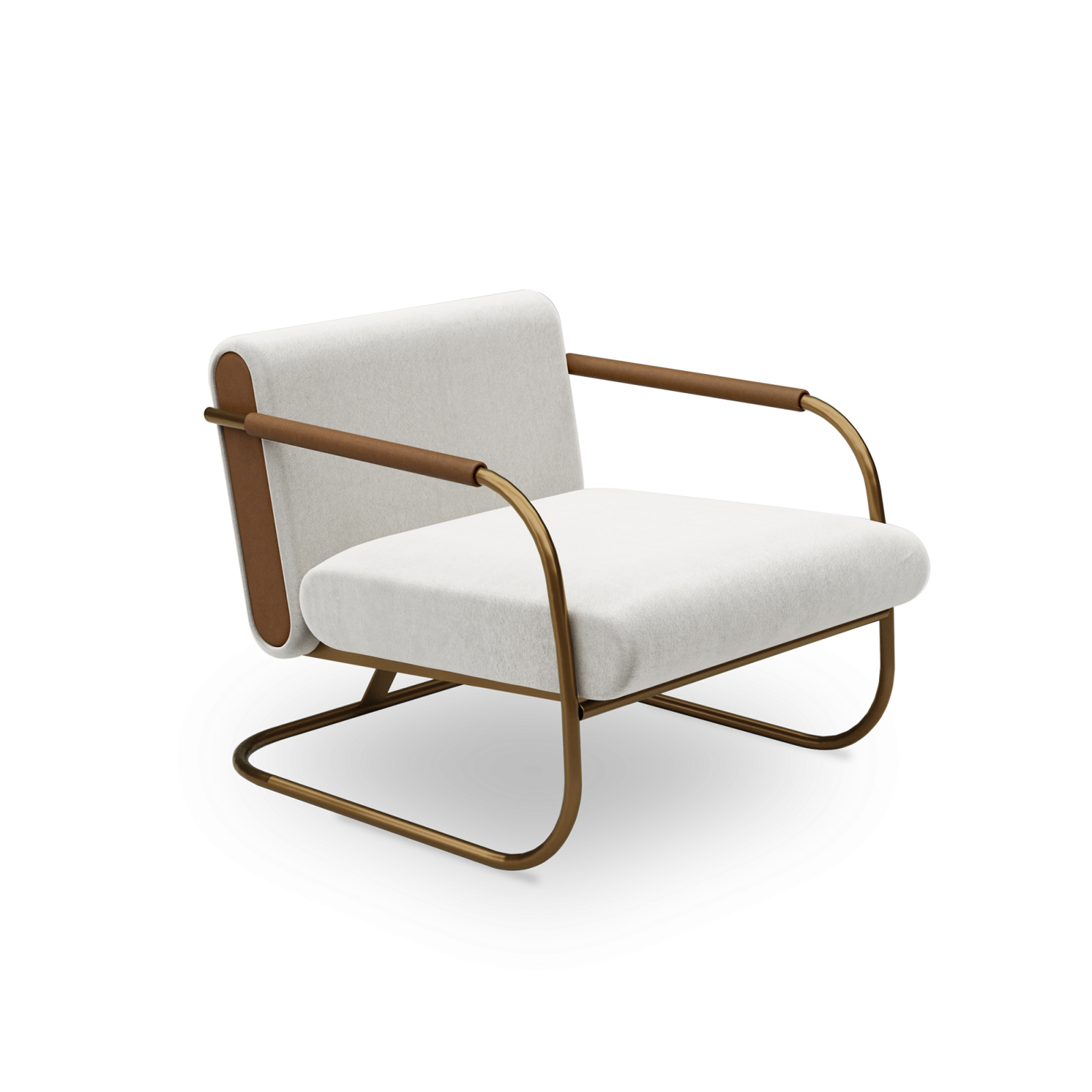 Suspence Open Armchair is the complement of the Suspence series.  with leather details and metal one-piece skeleton design used in the armrest part.